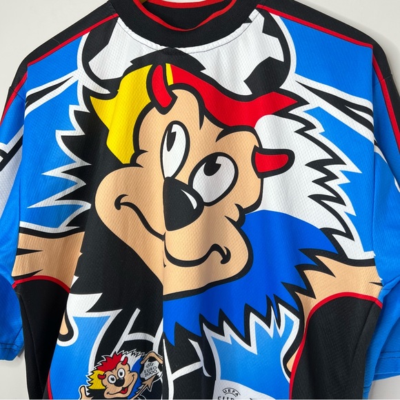 UEFA EURO 2000 Football Soccer Mascot All Over Print Vintage Jersey Mens XL - Picture 2 of 9